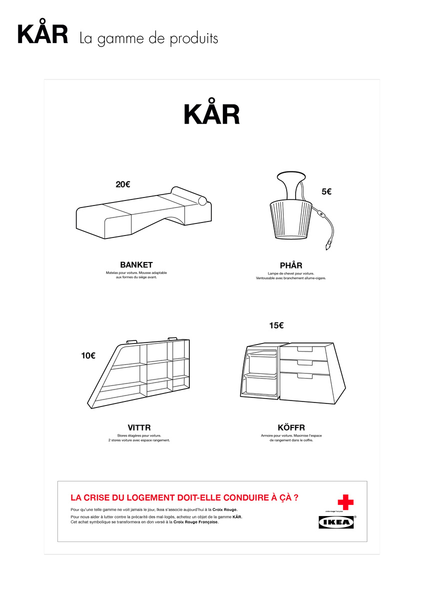 CROIX ROUGE & IKEA - La crise du logement doit-elle conduire à ça ? - Meubles (2012)