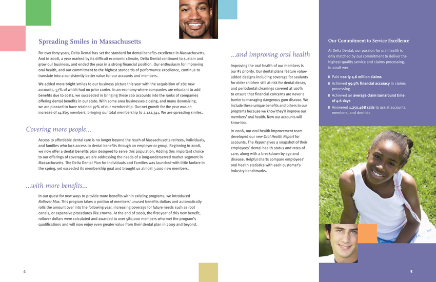 Delta Dental 2008 Annual Report Spread