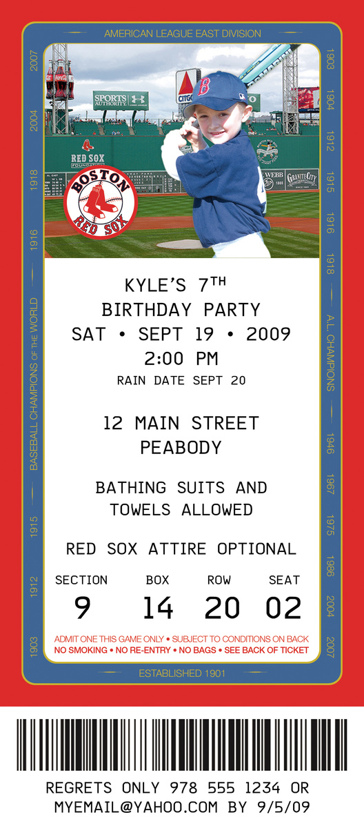 Red Sox Birthday Invitation