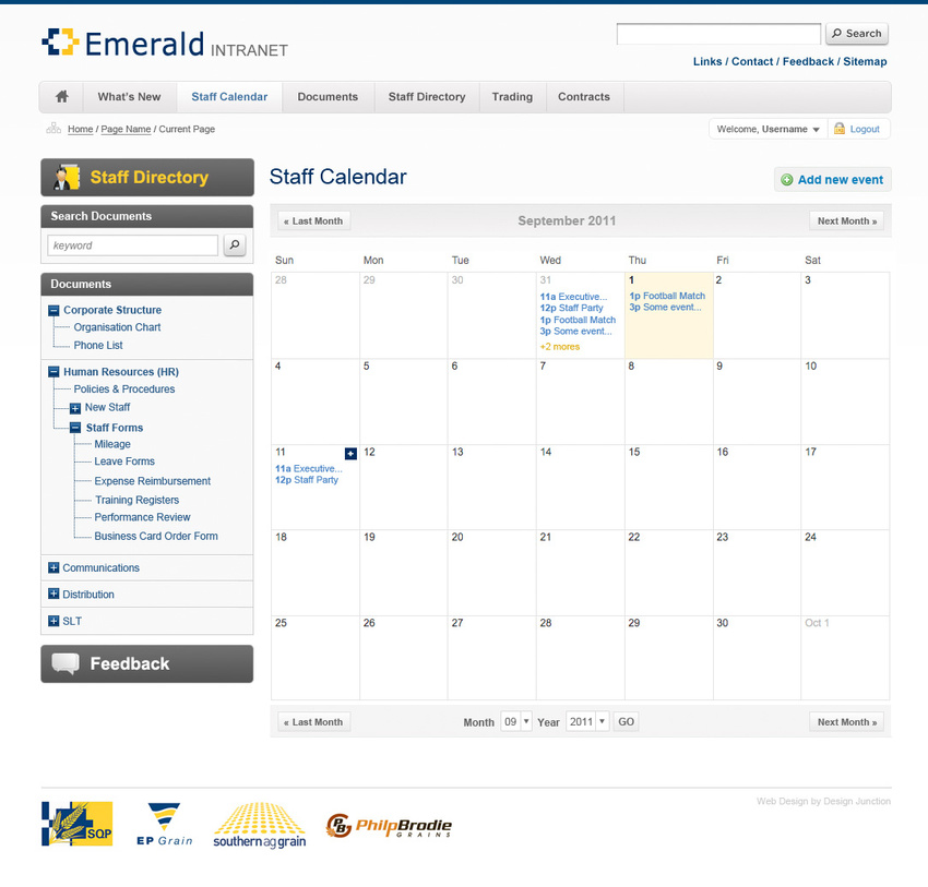 Emerald Intranet Event Calendar