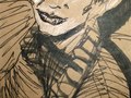 Black and white chalk, black marker on kraft paper. 22 x 16 in. aprox.-