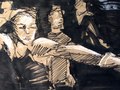 Black and white chalk, black marker on kraft paper. 22 x 16 in. aprox.-