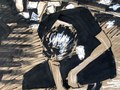 Black and white chalk, black marker on kraft paper. 22 x 16 in. aprox.-
