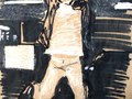 Black and white chalk, black marker on kraft paper. 22 x 16 in. aprox.-