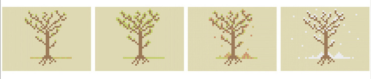 Pixel art. Seasons.