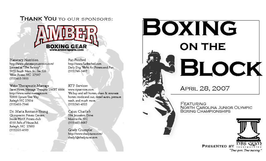 Program for Boxing Event