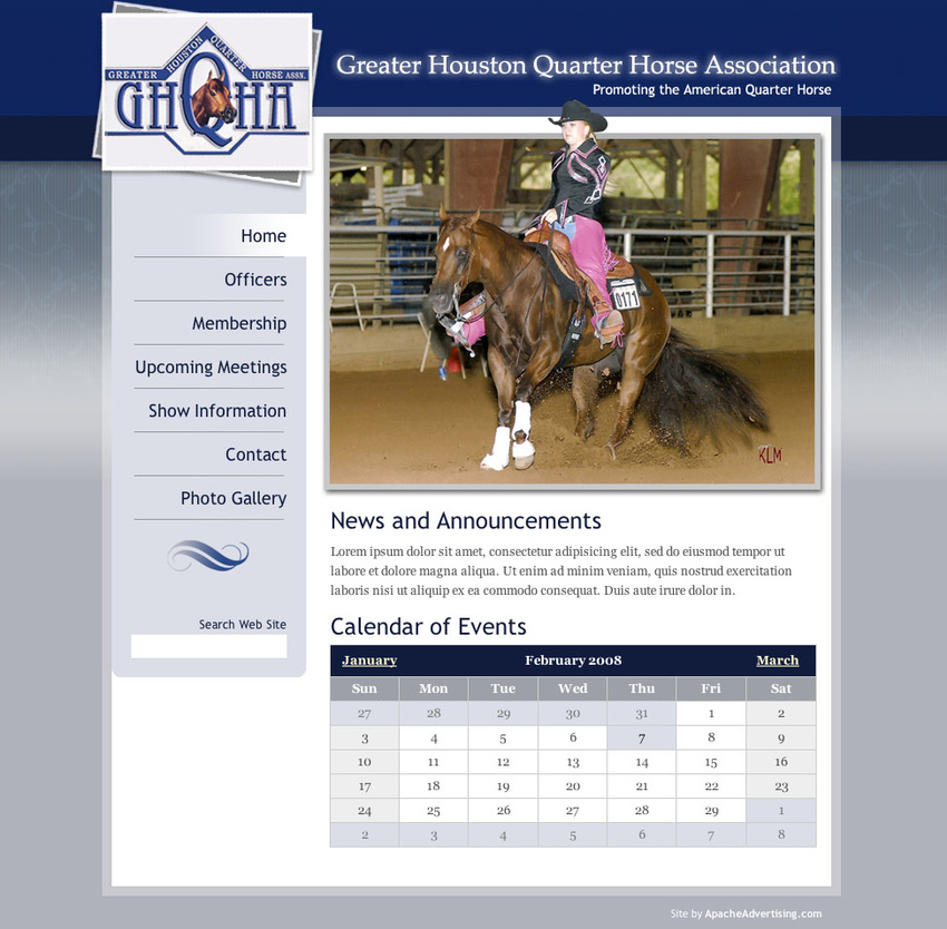 Greater Houston Quarter Horse Association - Website Development (CMS)