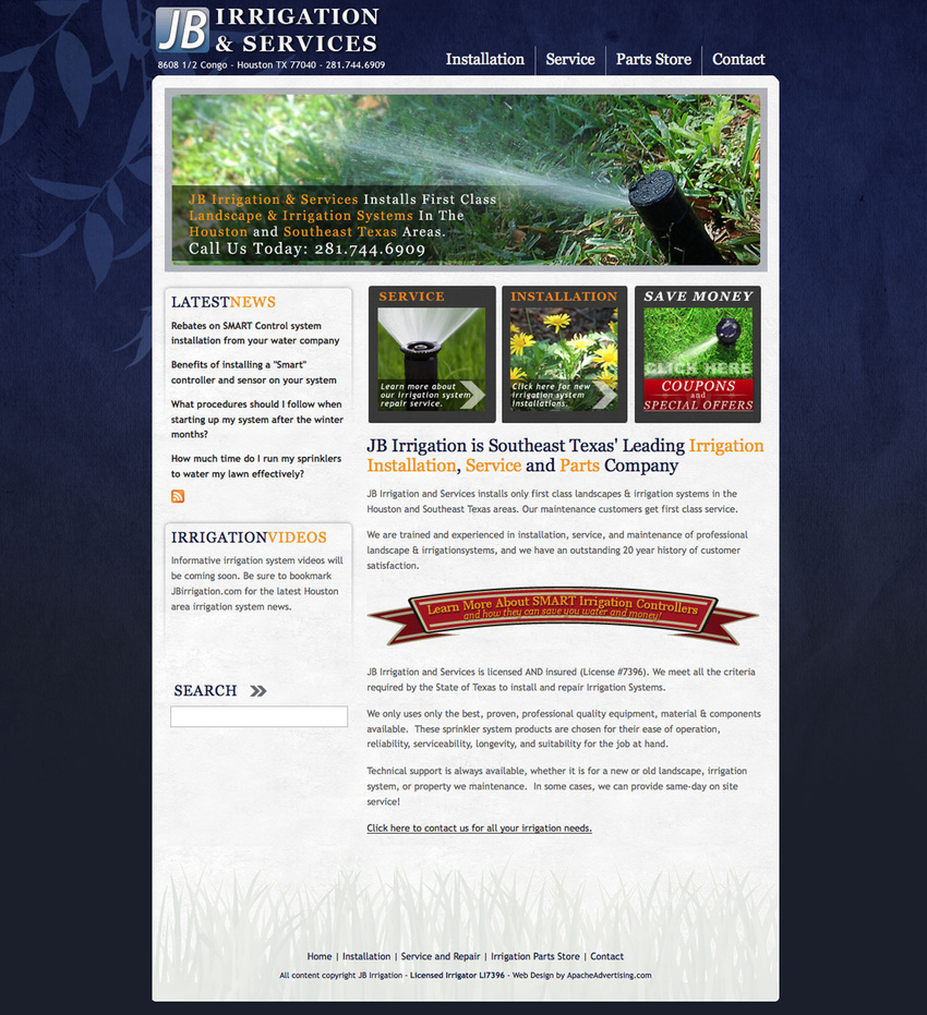 JB Irrigation and Services - Website Development (CMS)