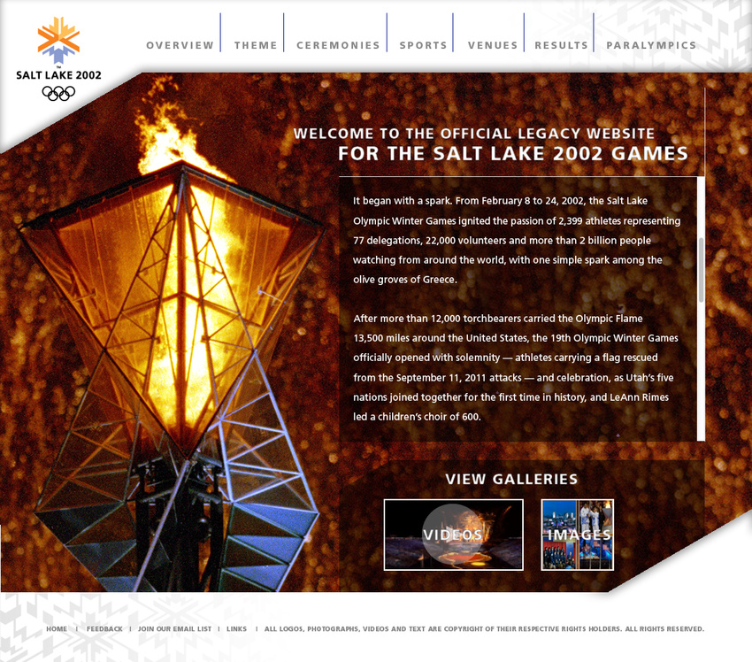 Salt Lake 2002 Olympics Legacy Website