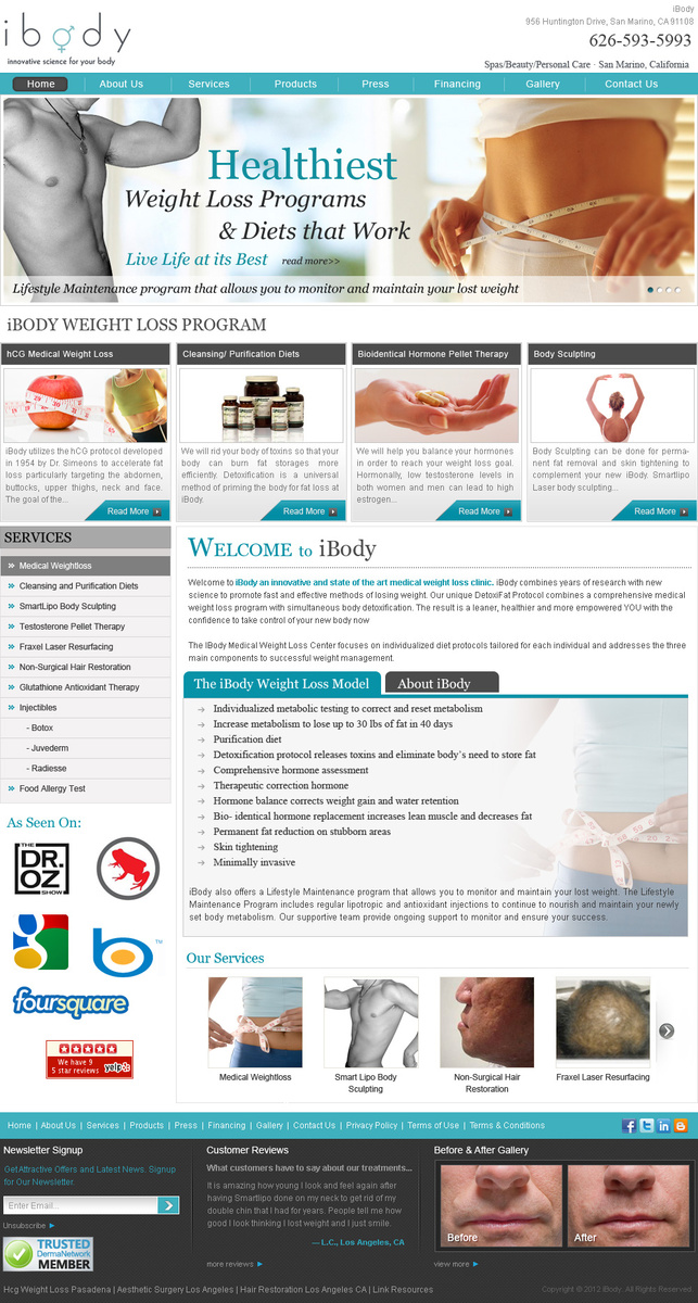 The iBody web site layout