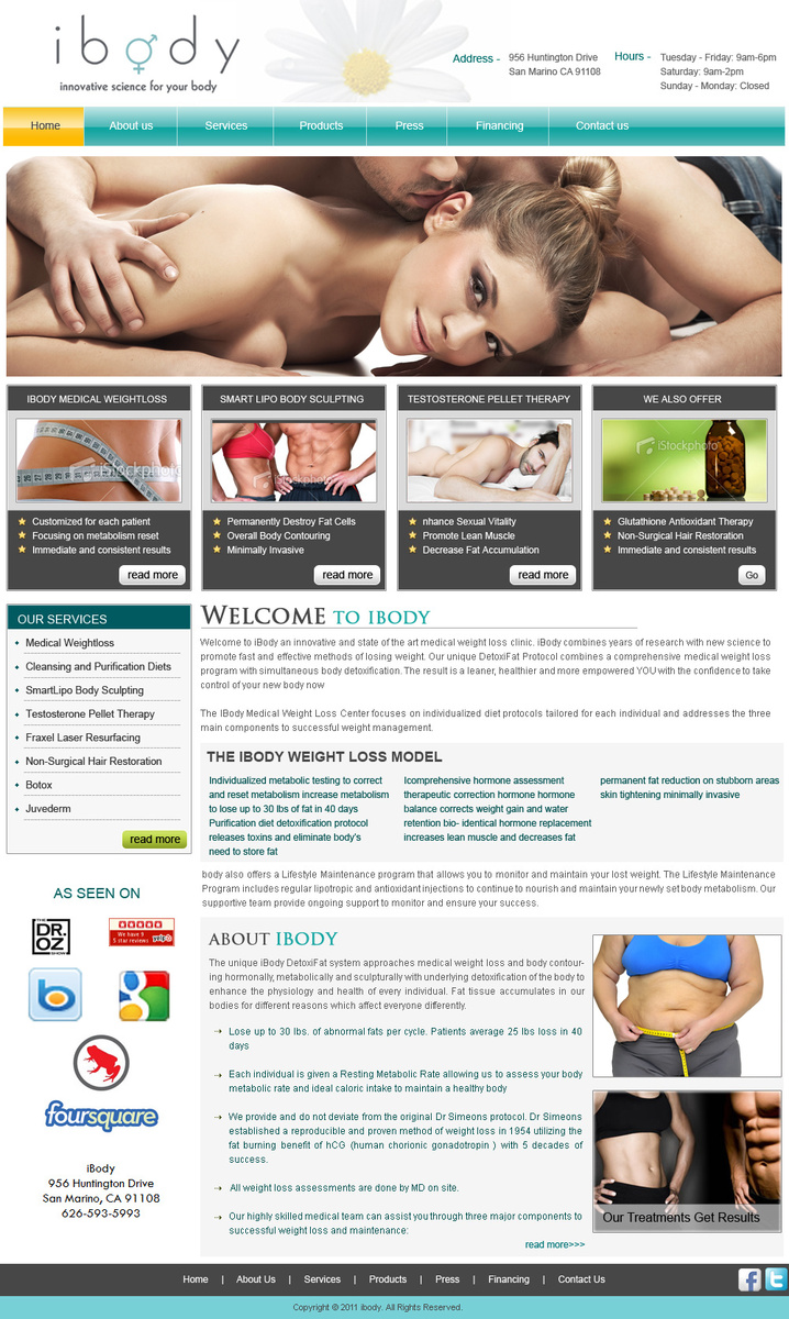 The iBody web site layout