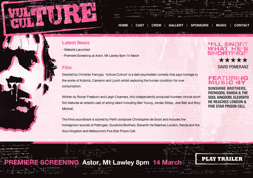 Website Design for www.vultureculture.com.au