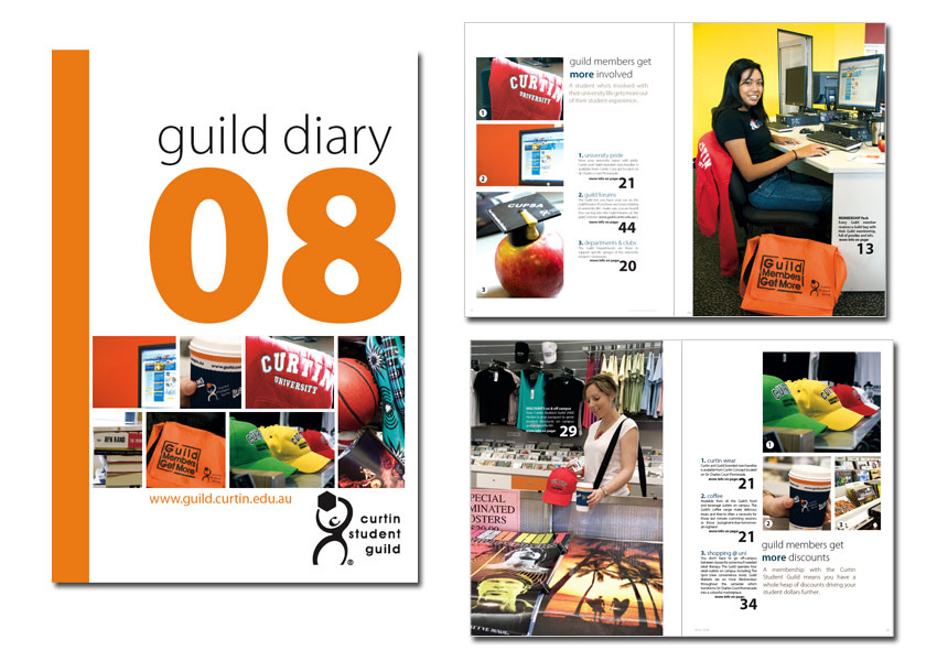 Layout and design for Curtin Student Guild Diary