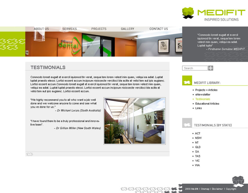Content page design for Medifit