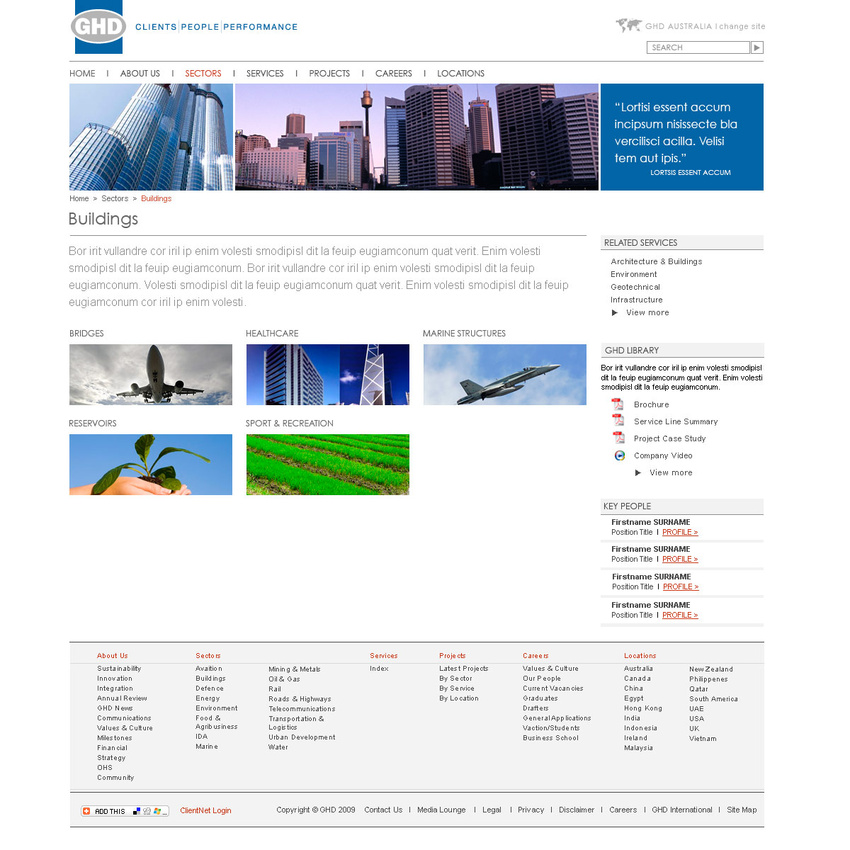 Secondary page design for GHD