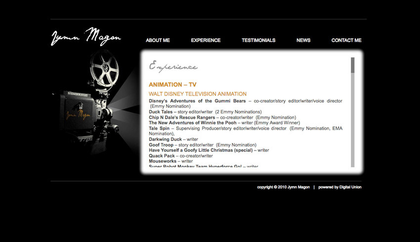 Website design for Jymn Magon