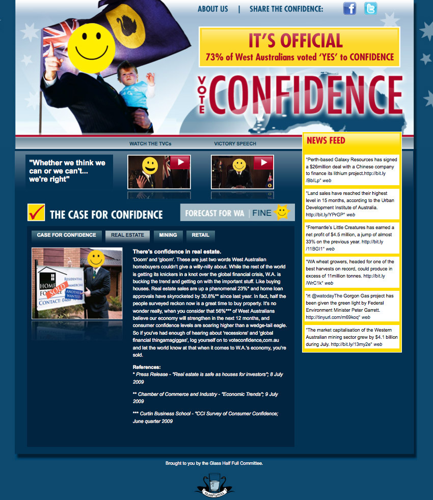 Website design for www.voteconfidence.com.au