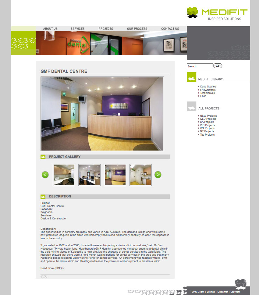 Content page for
