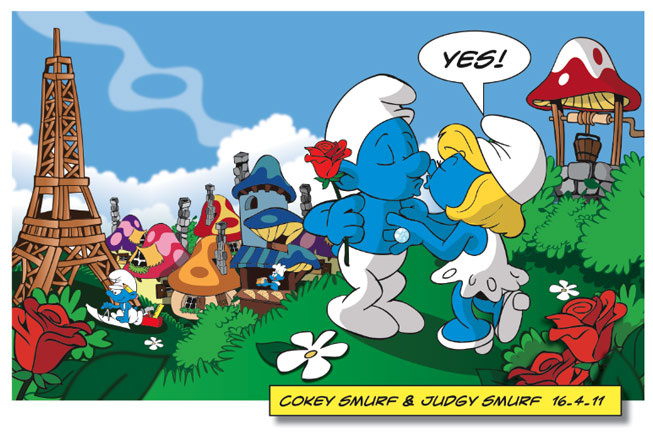 Specially illustrated cartoon for engagement present