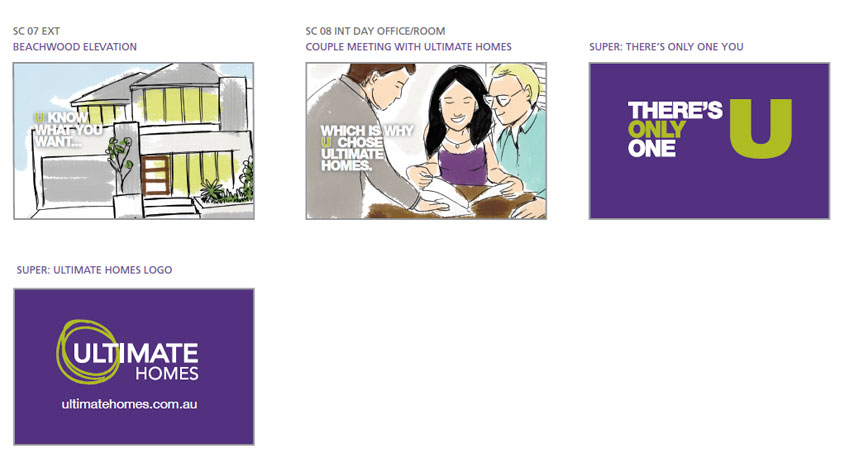 Storyboard for Ultimate Homes TVC 2