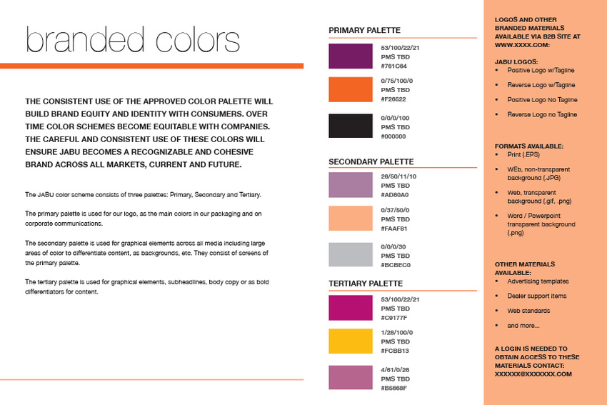 JABU Brand Guidelines - Created color choices for future use