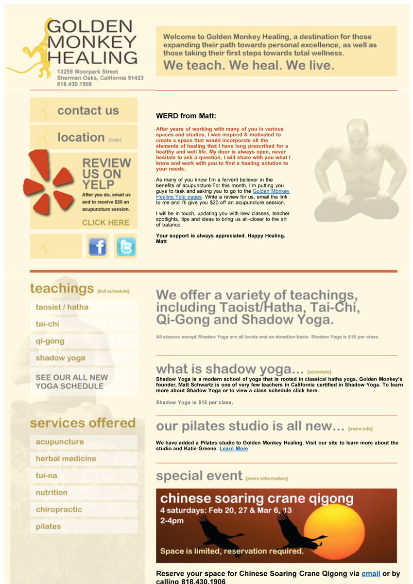 Golden Monkey Healing - Newsletter Template