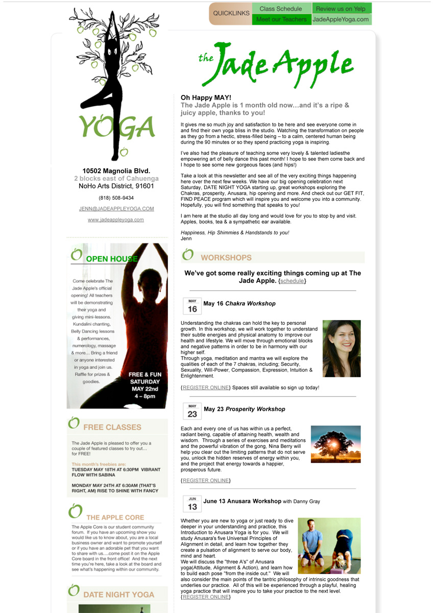 Jade Apple Yoga - Newsletter Template