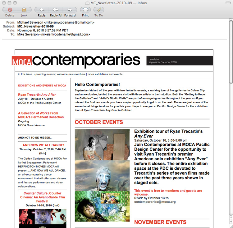 MOCA Contemporaries - Monthly Newsletter