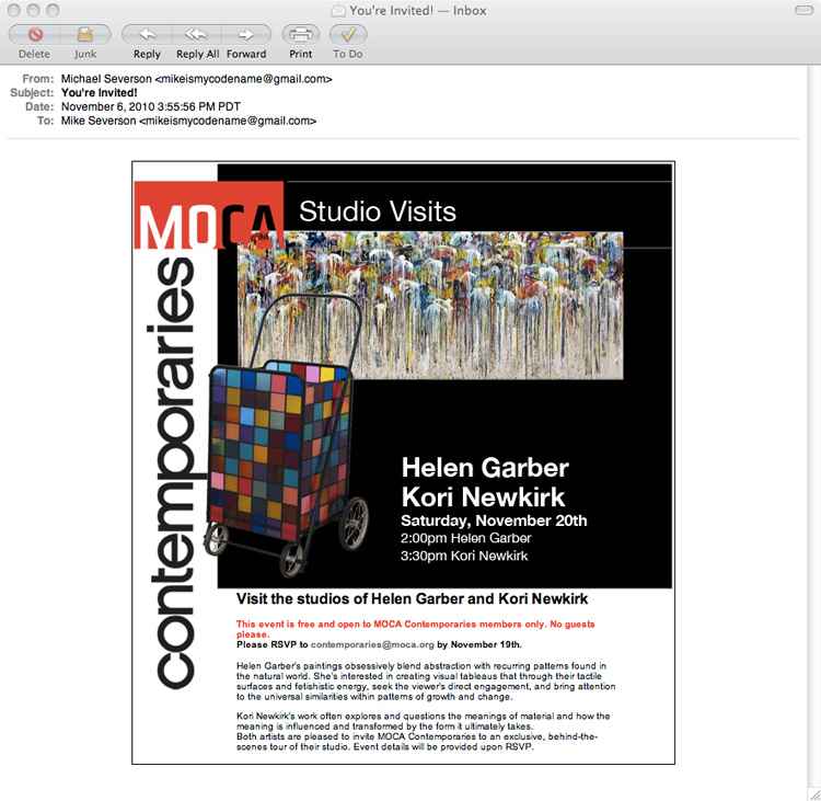 MOCA Contemporaries - Monthly Event Invitiations