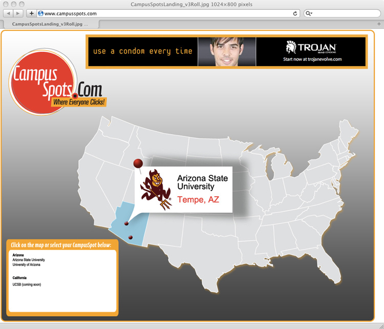 CampusSpots.com - Landing Page UI Design with Animation Storyboards