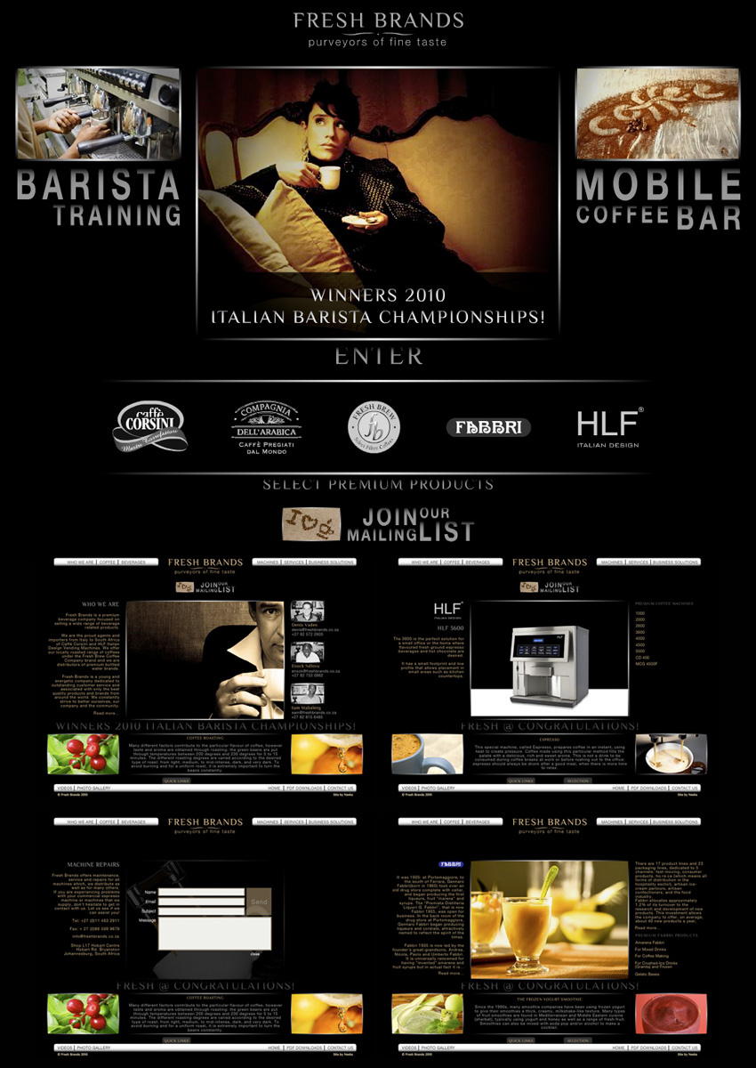 Fresh Brands | Purveyors of Fine Taste | Slick, modern, functionality built with FLASH | PHP | XML | www.freshbrands.co.za