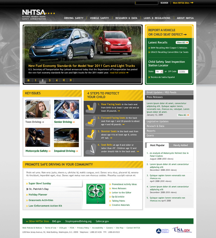 NHTSA is the governing body that test and rewards the Five-Star Crash Test ratings used by all vehicle companies.