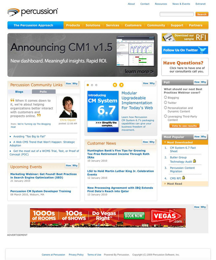 Percussion Web Content Management System website technologies showcase
