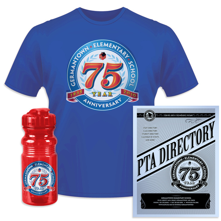 Various applications of 75th logo on collateral material