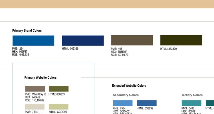 Website Style Guide: Color palette (detail)