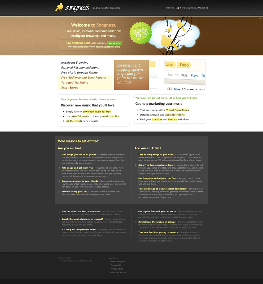 Songness.com, music market research & distribution