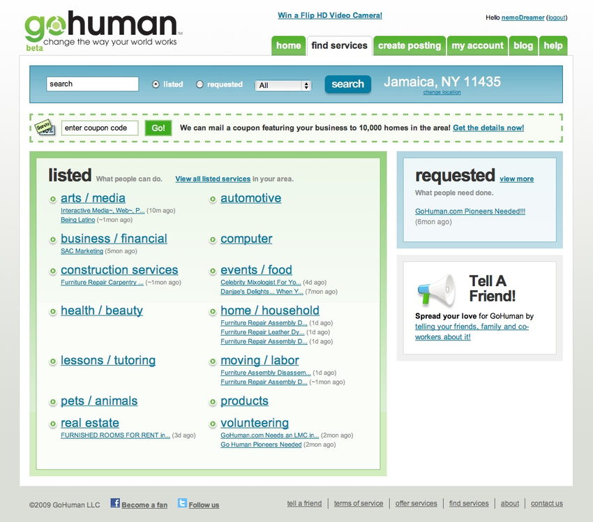 GoHuman.com, successful local services startup