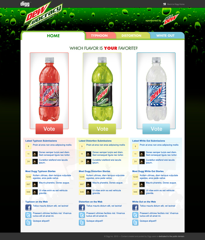 Mt. Dew Microsite Design -- Landing Page