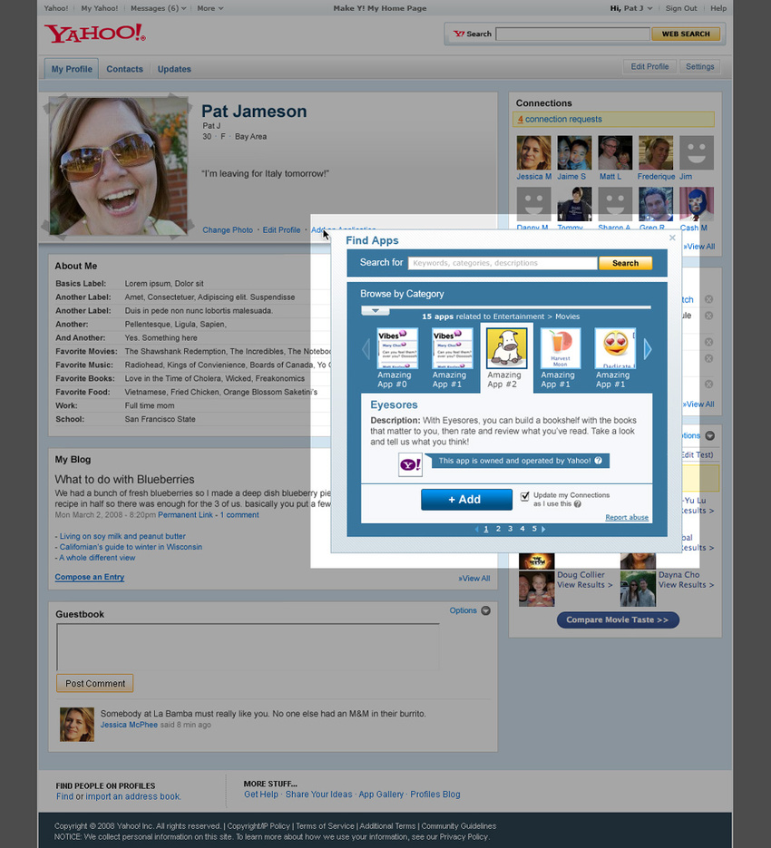 Application Gallery design for Yahoo! Application Platform
