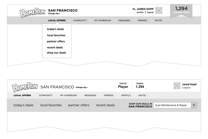 Early UI Sketch for Site Navigation