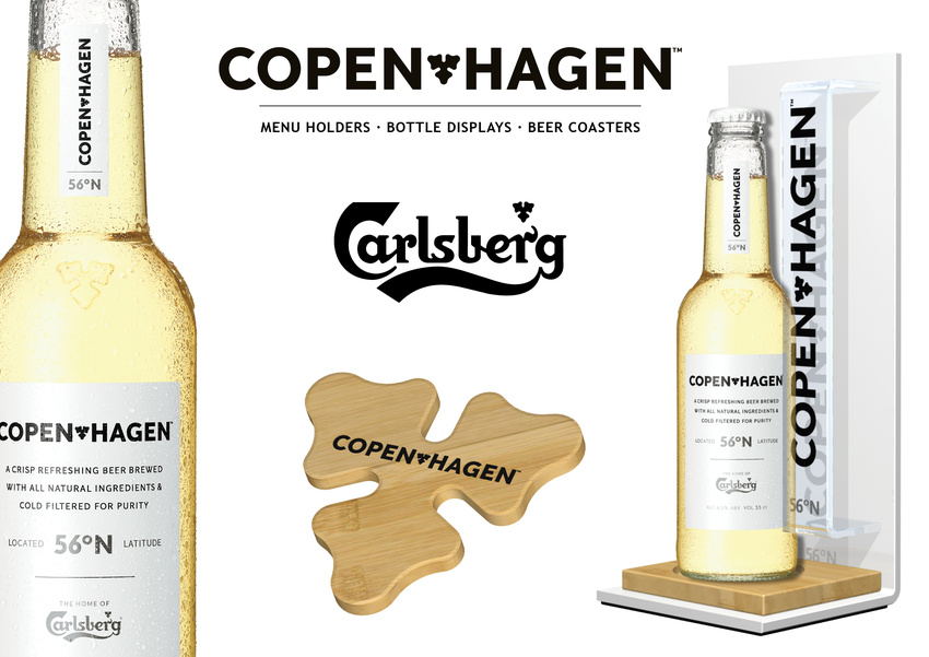 Display and coasters for Copenhagen Beer