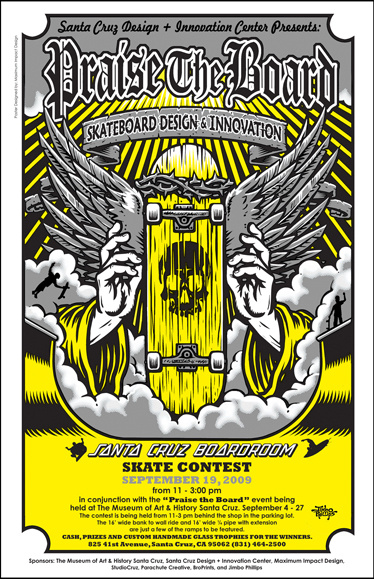 Praise the Board Poster illustration by Jimbo Phillips