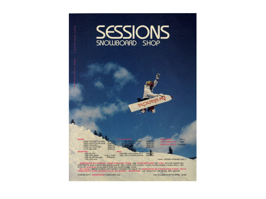 Sessions Snowboard Shop ad 80's