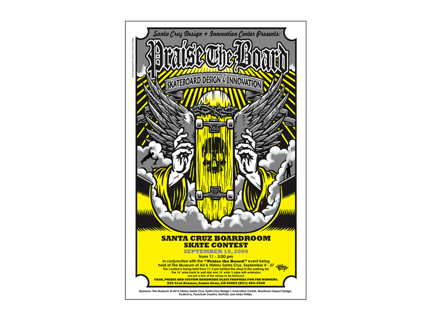 Praise the Board Poster illustration by Jimbo Phillips