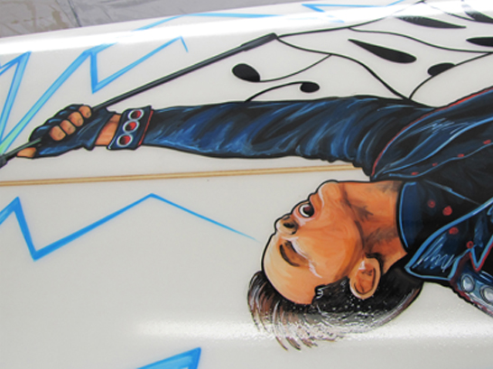 James Durbin Surfboard illustration by Kevin Walsh