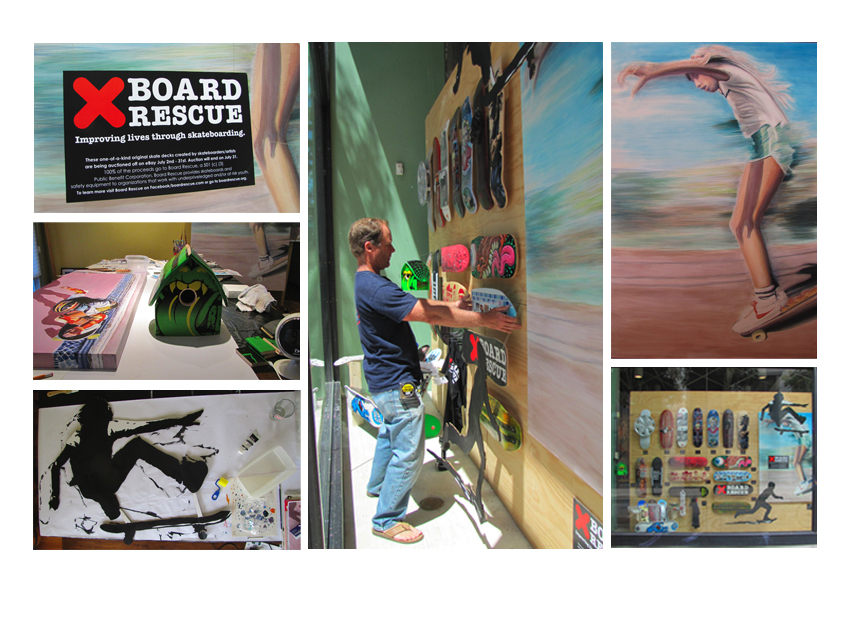 Board Rescue Window Display skateboard art show