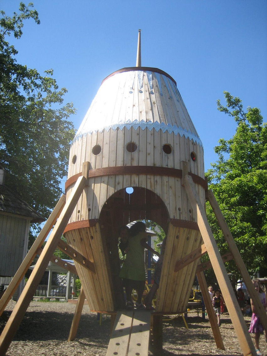Rocket Ship play structure for private elementary school in Seattle Washington