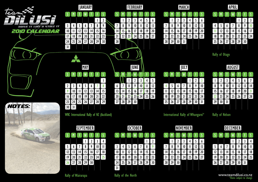 2010 Race Calendar Design