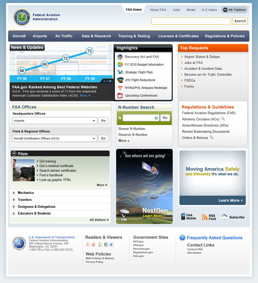 Federal Aviation Administration Public Website