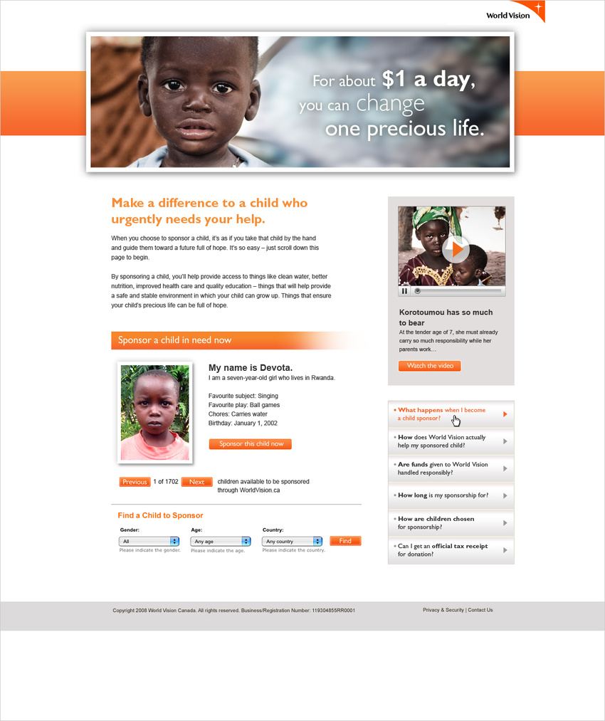 Landing page